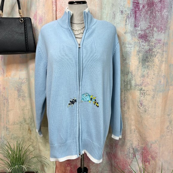 VTG๐Maxime Casual Cotton Blend 2-Way Zipper Cardigan with Stand Up Collar - Picture 3 of 16